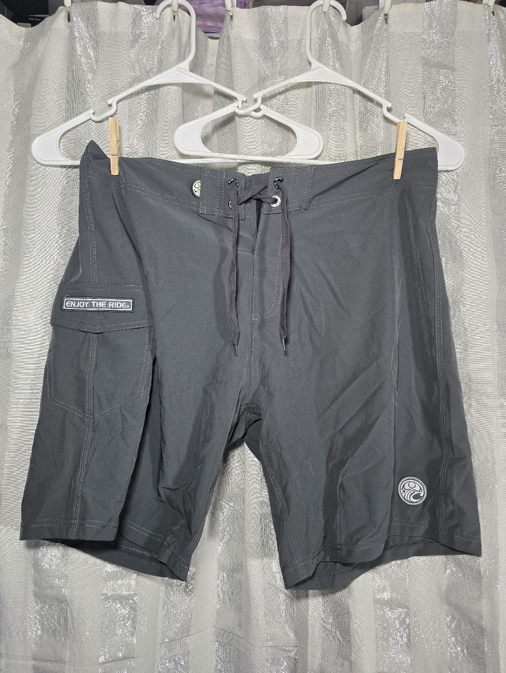 Men's Black Swim Board Shorts - Enjoy The Ride
